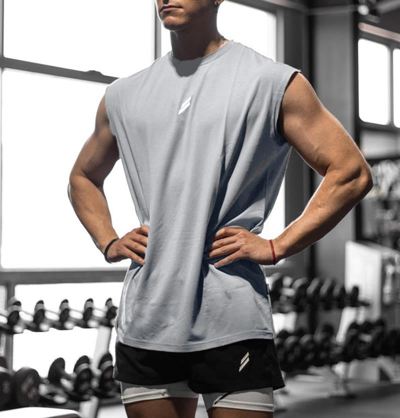 Co brandy Summer Fitness Sports Tank Top Men's Breathable Loose Mesh Training Sleeveless T-shirt Quick Drying vest male Fitness Clothing