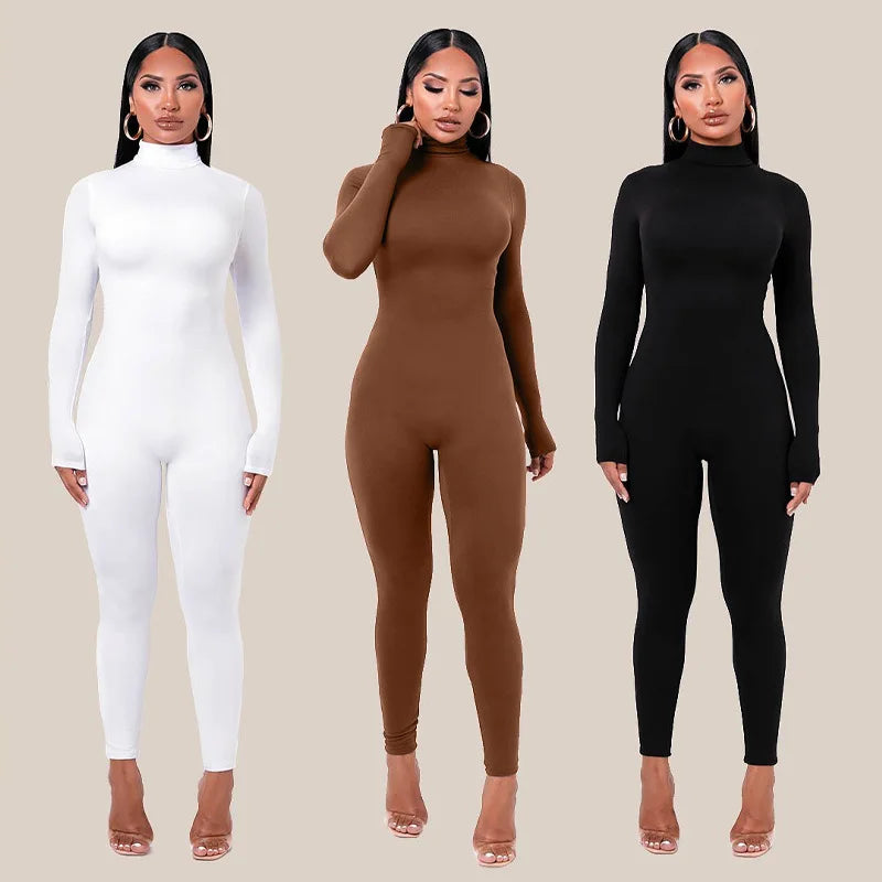 Co brandy European American Style 2025 Autumn/winter New Solid Color Tight Sleeve Fleece Lined Jumpsuit Women's Yoga Suit Outdoor Trade