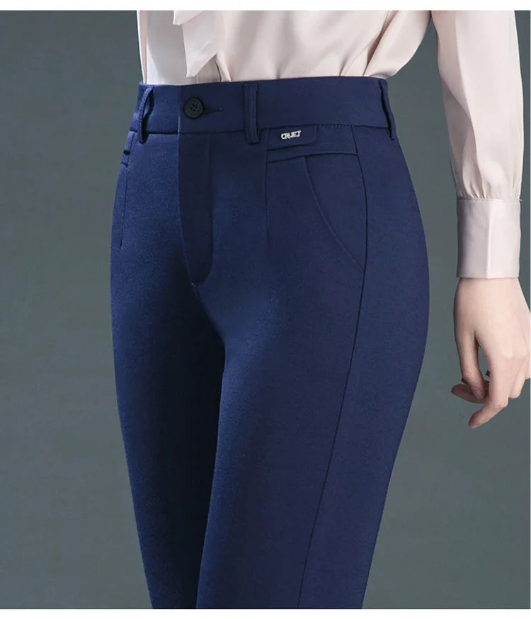 Co brandy Multiple Pockets Clothes Straight Leg Pants Elegant Woman Dress Pants Women's Stretch Casual Trousers Clothing