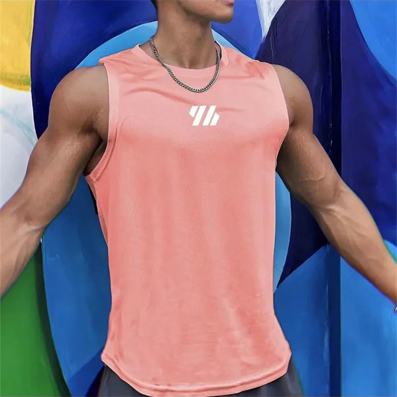 Co Brandy 2025 newest Summer Gym Vest High Quality mesh Shirt Sleeveless T-shirts Men Tank Tops running Fitness Sports Vest men Clothing