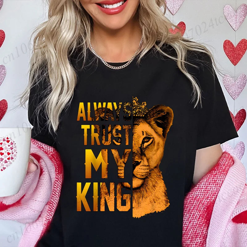 Co brandy Couple Tee Always Protect My Queen/always Trust My King T-shirt King Queen Graphic Tee Shirt for Lover Unisex Tops Birthday Gifts