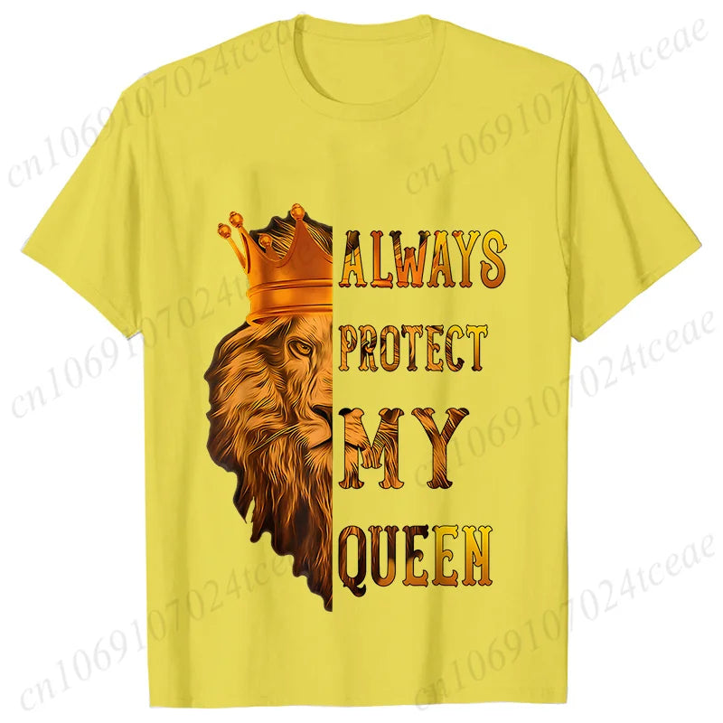 Co brandy Couple Tee Always Protect My Queen/always Trust My King T-shirt King Queen Graphic Tee Shirt for Lover Unisex Tops Birthday Gifts