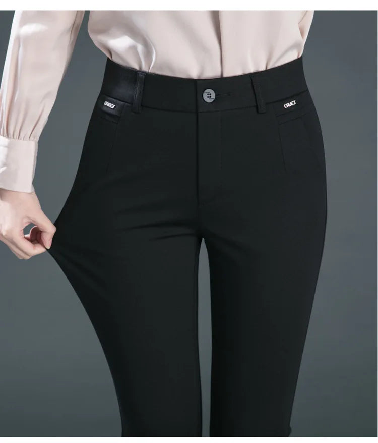 Co brandy Multiple Pockets Clothes Straight Leg Pants Elegant Woman Dress Pants Women's Stretch Casual Trousers Clothing