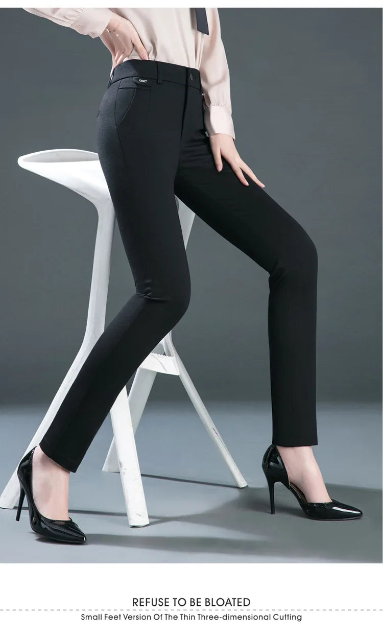 Co brandy Multiple Pockets Clothes Straight Leg Pants Elegant Woman Dress Pants Women's Stretch Casual Trousers Clothing