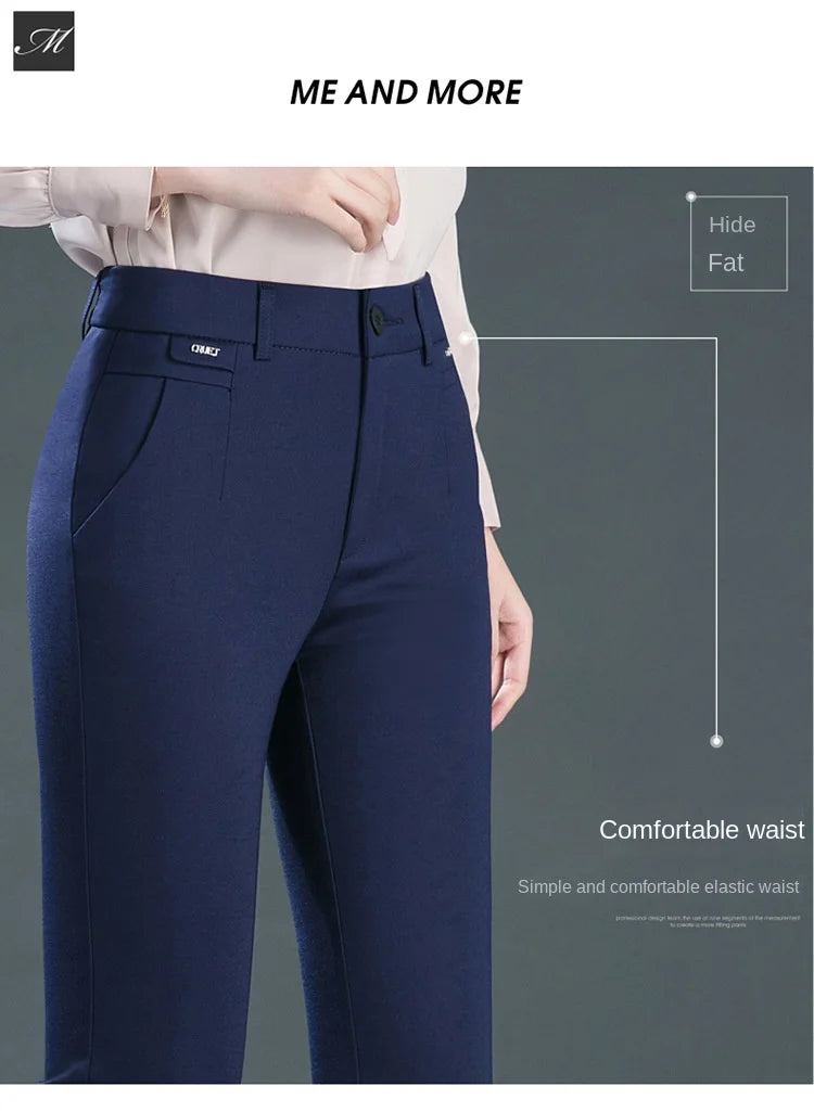 Co brandy Multiple Pockets Clothes Straight Leg Pants Elegant Woman Dress Pants Women's Stretch Casual Trousers Clothing