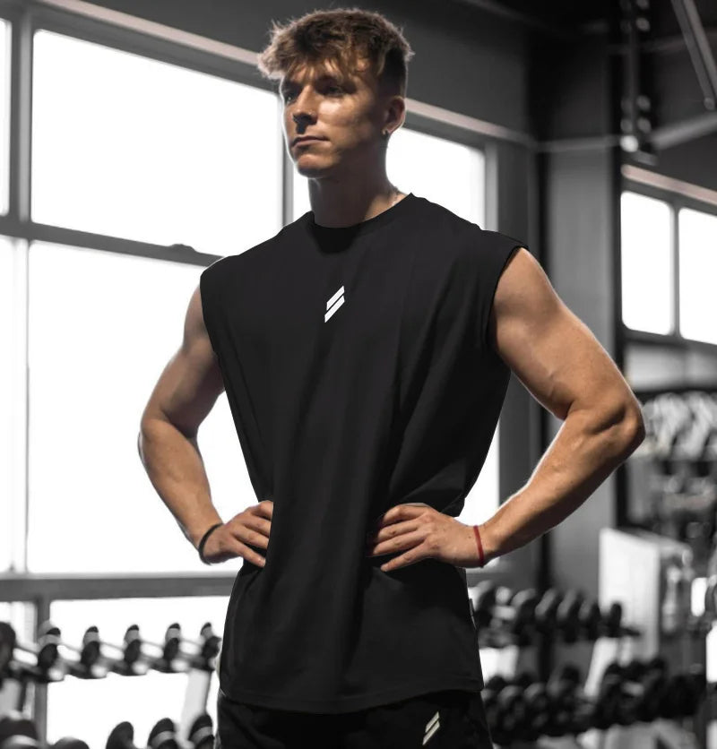 Co brandy Summer Fitness Sports Tank Top Men's Breathable Loose Mesh Training Sleeveless T-shirt Quick Drying vest male Fitness Clothing