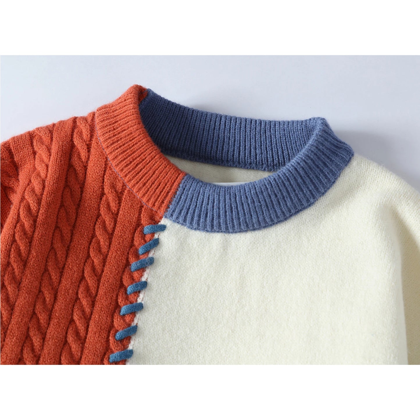 Co brandy 2025 Autumn Winter Warm Sweaters Patchwork Pullovers Korean Style Round Neck Knitted Sweater Men Women Fashion Knitwear