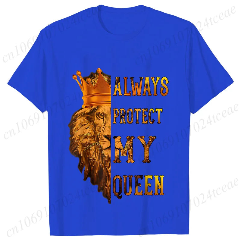 Co brandy Couple Tee Always Protect My Queen/always Trust My King T-shirt King Queen Graphic Tee Shirt for Lover Unisex Tops Birthday Gifts