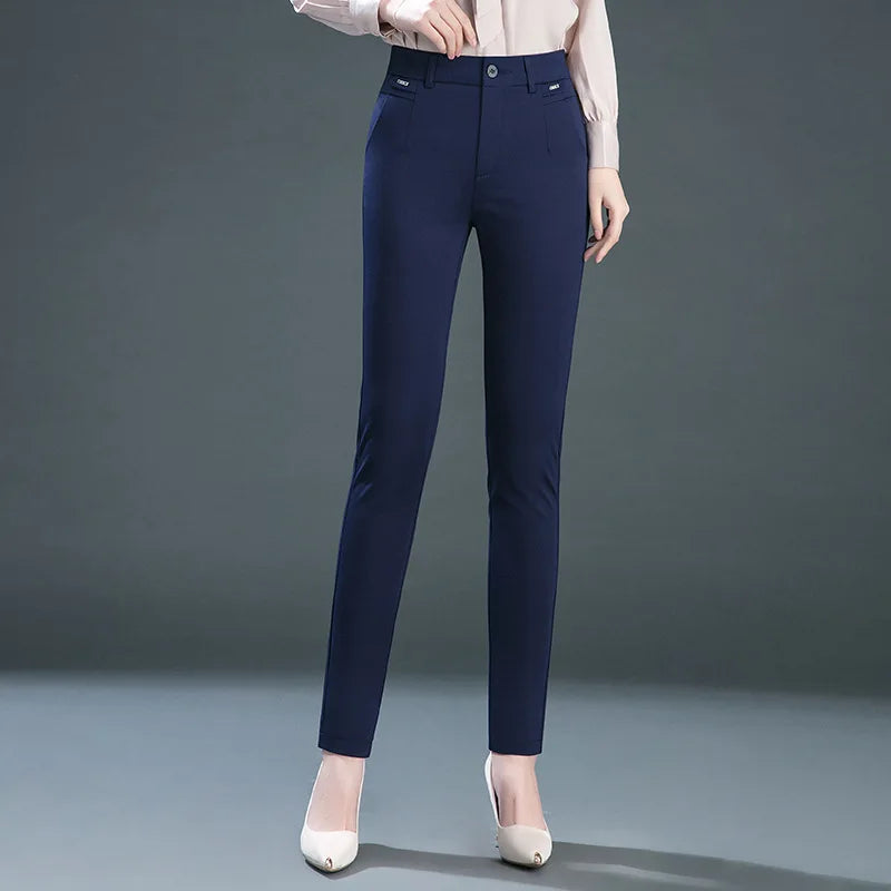 Co brandy Multiple Pockets Clothes Straight Leg Pants Elegant Woman Dress Pants Women's Stretch Casual Trousers Clothing