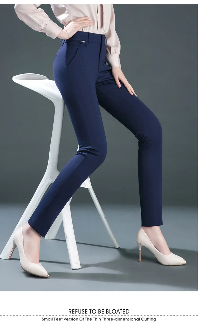 Co brandy Multiple Pockets Clothes Straight Leg Pants Elegant Woman Dress Pants Women's Stretch Casual Trousers Clothing