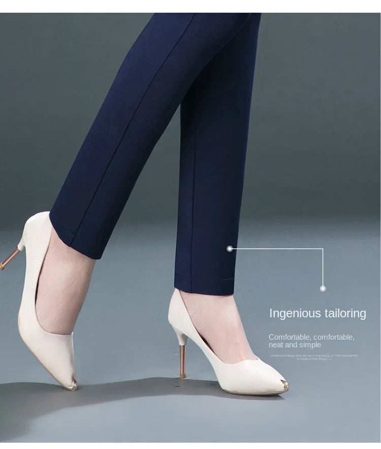 Co brandy Multiple Pockets Clothes Straight Leg Pants Elegant Woman Dress Pants Women's Stretch Casual Trousers Clothing