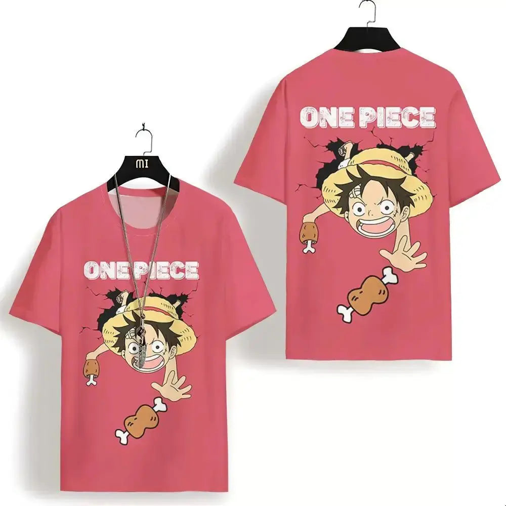 Co Brandy One Piece Anime 3D T-Shirt Men Straw Hat Pirates Monkey D Luffy Manga Graphic Children's T Shirt Short Sleeve Tops Men Clothing