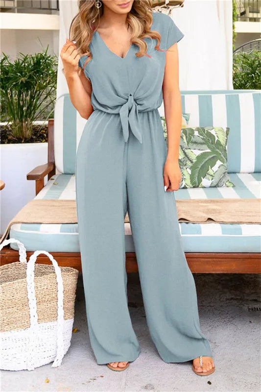 Co brandy Elegant Off-Shoulder Ruffle Jumpsuit Sleeveless High Waist Wide Leg Romper Casual Summer Beach Party  Outfit