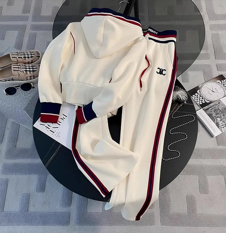 Co brandy High End Leisure Sports Suit for Women's Spring 2025 New Fashionable Hooded Sweatshirt Straight Leg Pants Two-piece Set pant Sets