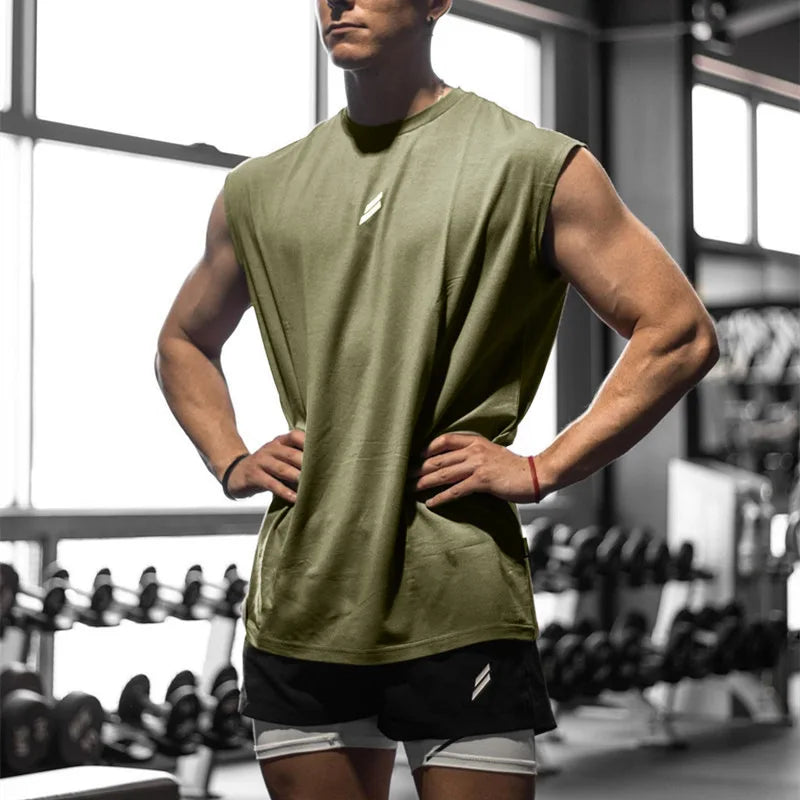 Co brandy Summer Fitness Sports Tank Top Men's Breathable Loose Mesh Training Sleeveless T-shirt Quick Drying vest male Fitness Clothing