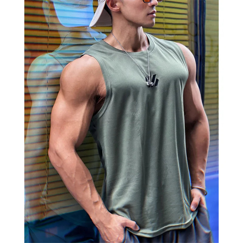 Co Brandy 2025 newest Summer Gym Vest High Quality mesh Shirt Sleeveless T-shirts Men Tank Tops running Fitness Sports Vest men Clothing