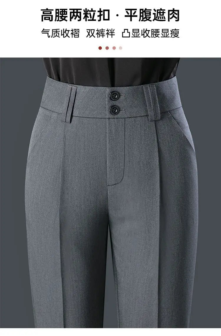 Co brandy Office Lady Fashion Slim Pencil Pants Spring Autumn New Women High Waist Elastic Solid Pocket Straight Korean Casual Trousers