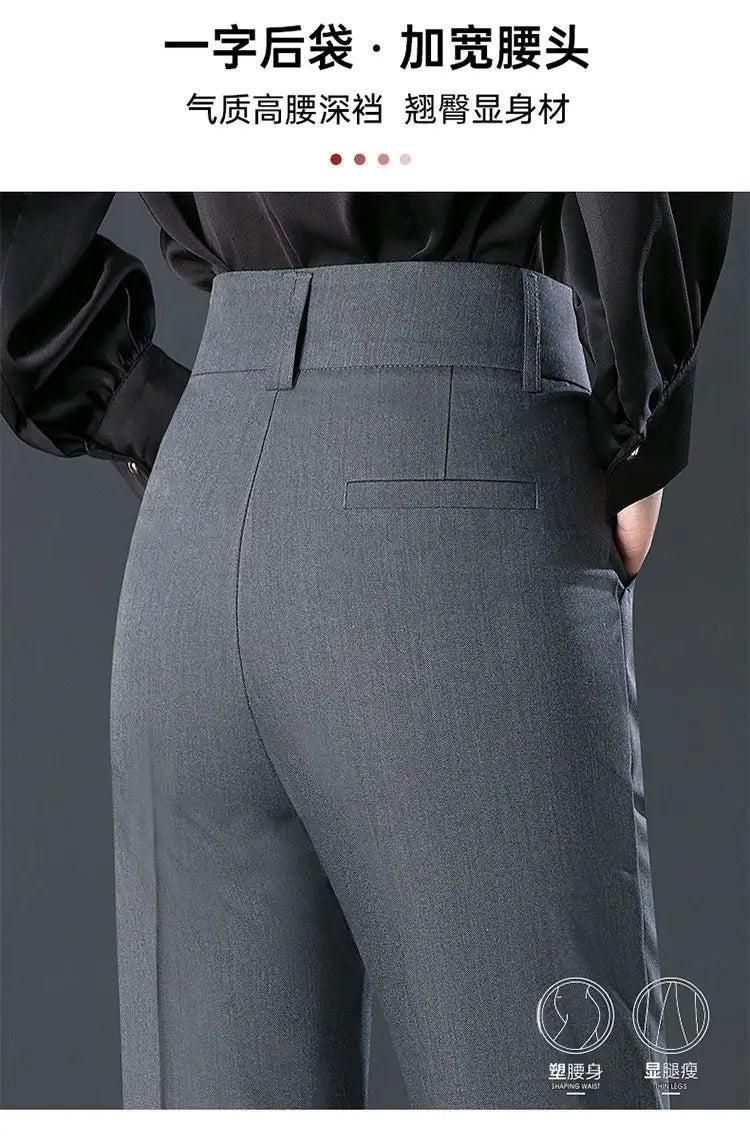 Co brandy Office Lady Fashion Slim Pencil Pants Spring Autumn New Women High Waist Elastic Solid Pocket Straight Korean Casual Trousers