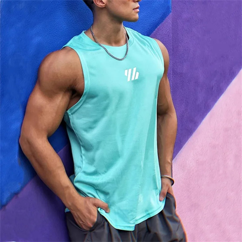 Co Brandy 2025 newest Summer Gym Vest High Quality mesh Shirt Sleeveless T-shirts Men Tank Tops running Fitness Sports Vest men Clothing