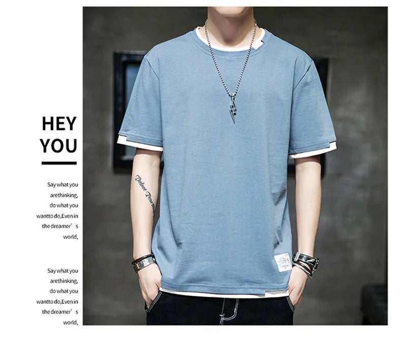 Co brandy  2025 Casual T-shirt For Men Pure Cotton Breathable Fashion Short Sleeve High Quality Design Casual T-shirt For Men