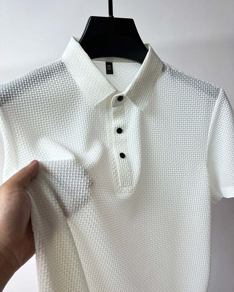 Co Brandy Summer Men's High-quality Ice Silk Short Sleeved Polo Shirt, New Luxury and Fashionable Casual Cool Breathable T-shirt Top