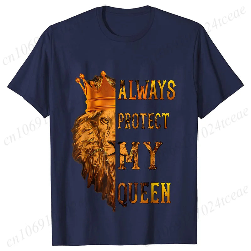 Co brandy Couple Tee Always Protect My Queen/always Trust My King T-shirt King Queen Graphic Tee Shirt for Lover Unisex Tops Birthday Gifts