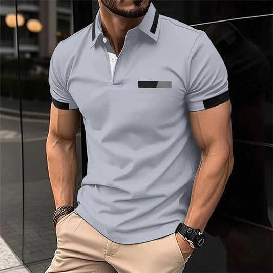 Co brandy New summer men's casual short-sleeved Polo shirt solid color lapel, fashion, business, sports, breathable, T-shirt top