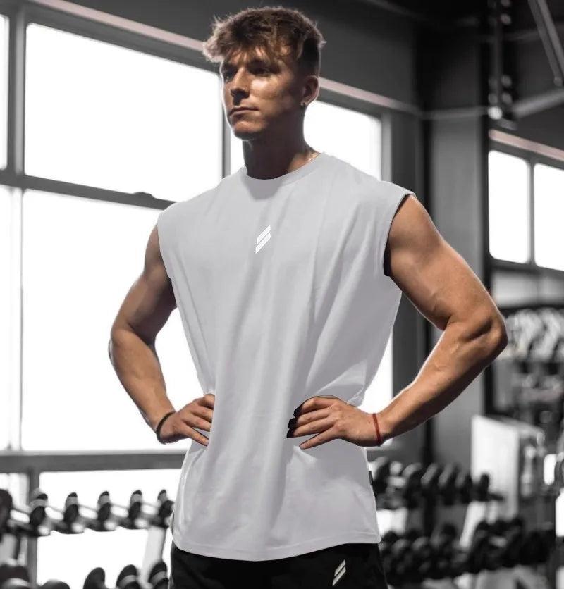 Co brandy Summer Fitness Sports Tank Top Men's Breathable Loose Mesh Training Sleeveless T-shirt Quick Drying vest male Fitness Clothing