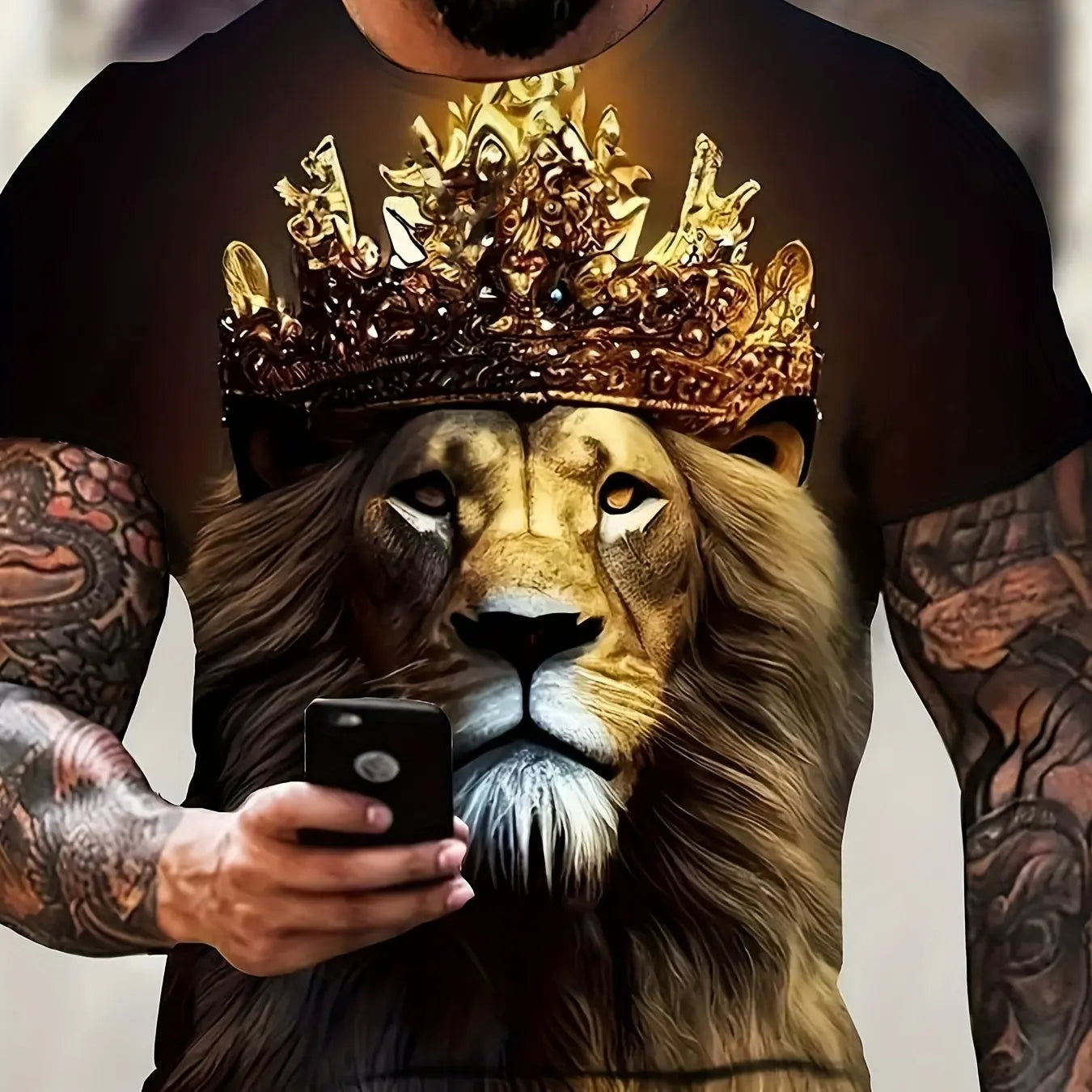 Co Brandy Lion Men's T-shirt New Men's Wear3D Animal Print Short Sleeve New Tops Fashion Men's T-shirt Summer Oversized Men's Clothing