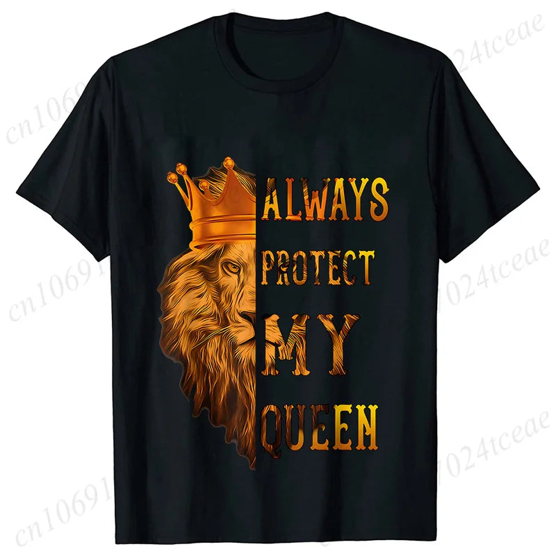 Co brandy Couple Tee Always Protect My Queen/always Trust My King T-shirt King Queen Graphic Tee Shirt for Lover Unisex Tops Birthday Gifts