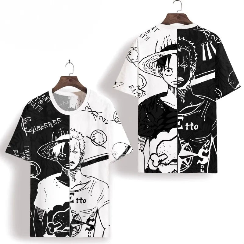 Co Brandy  The Pirate King Men's T Shirt Cartoon Anime Prints Casual Short Sleeve Tee Street Fashion T-Shirt Male Oversized Clothing