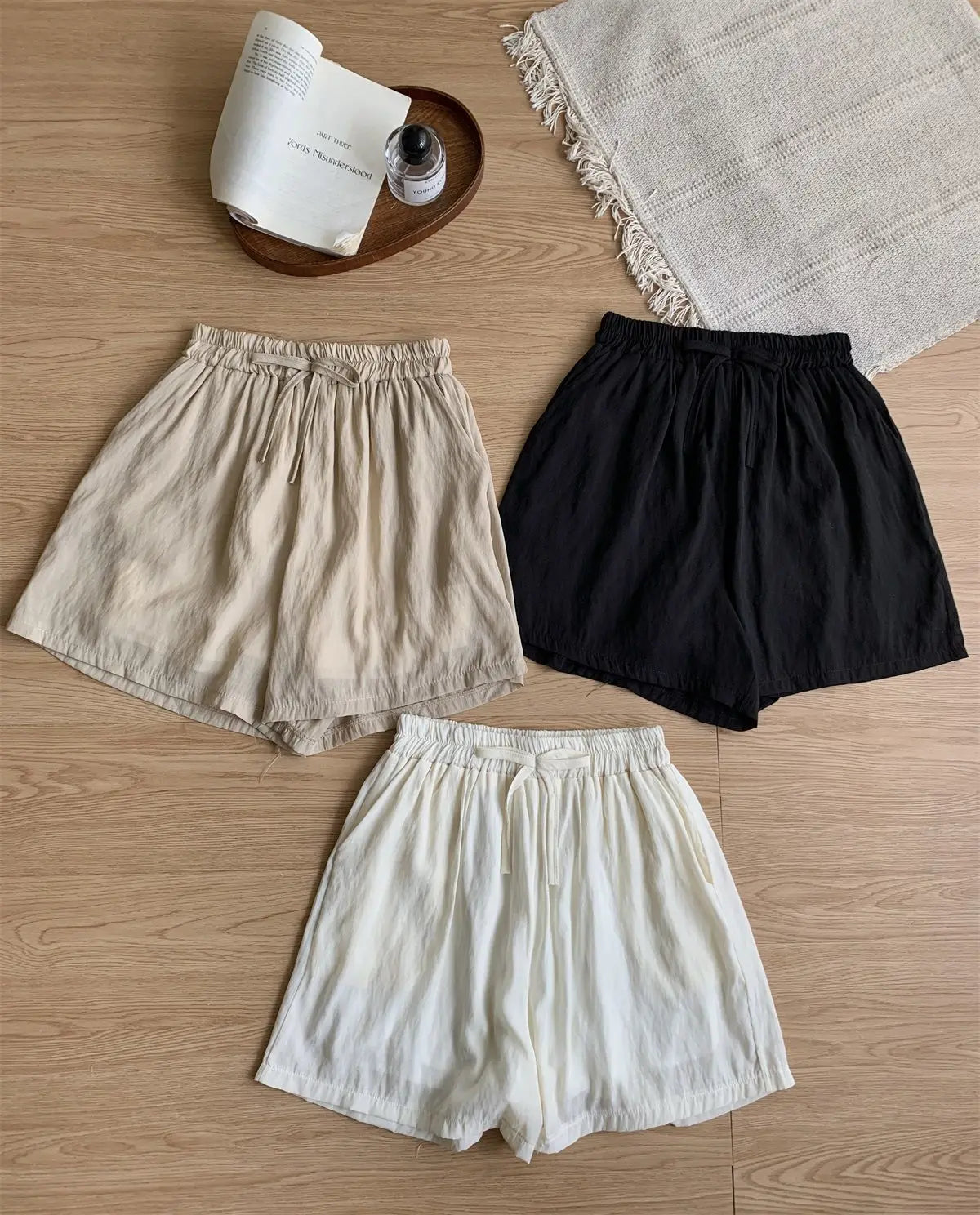 Co brandy Lazy Korean Casual Polo Collar Sun Protection Shirt with Stacked Short Suspender Vest Shorts Three Piece Set for Woman