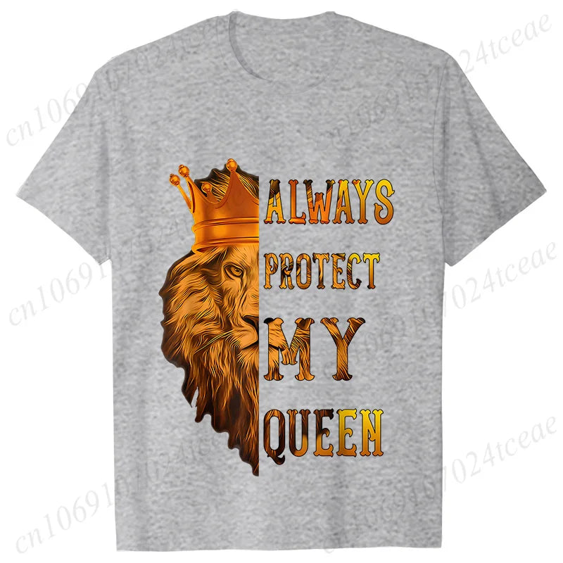 Co brandy Couple Tee Always Protect My Queen/always Trust My King T-shirt King Queen Graphic Tee Shirt for Lover Unisex Tops Birthday Gifts