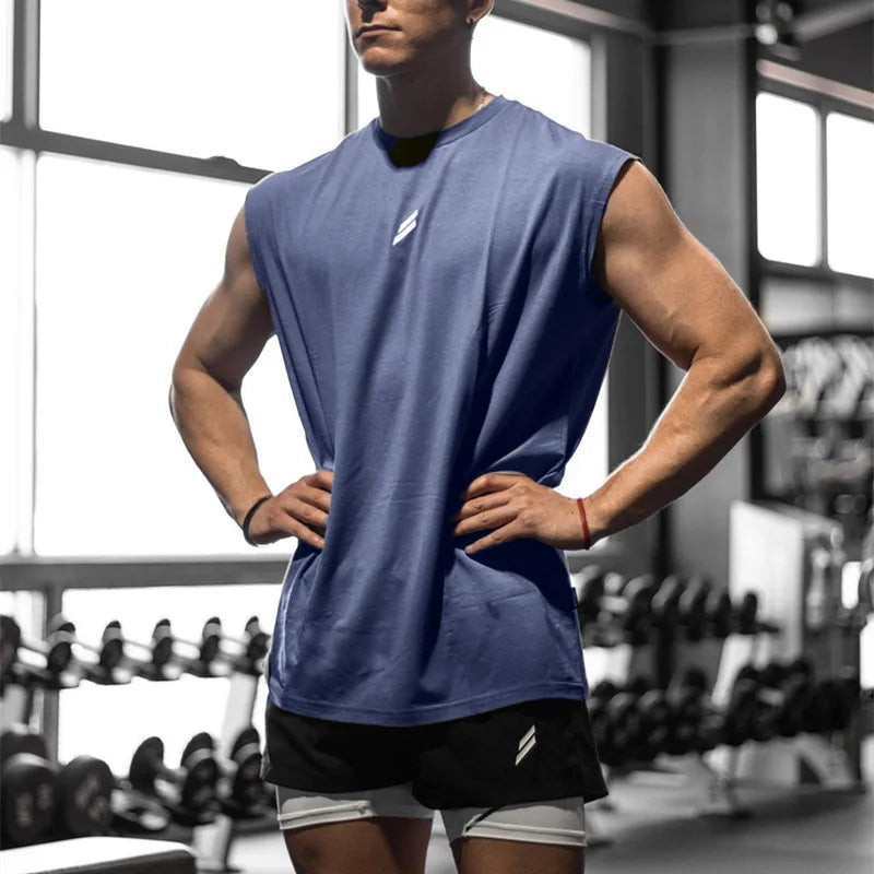 Co brandy Summer Fitness Sports Tank Top Men's Breathable Loose Mesh Training Sleeveless T-shirt Quick Drying vest male Fitness Clothing