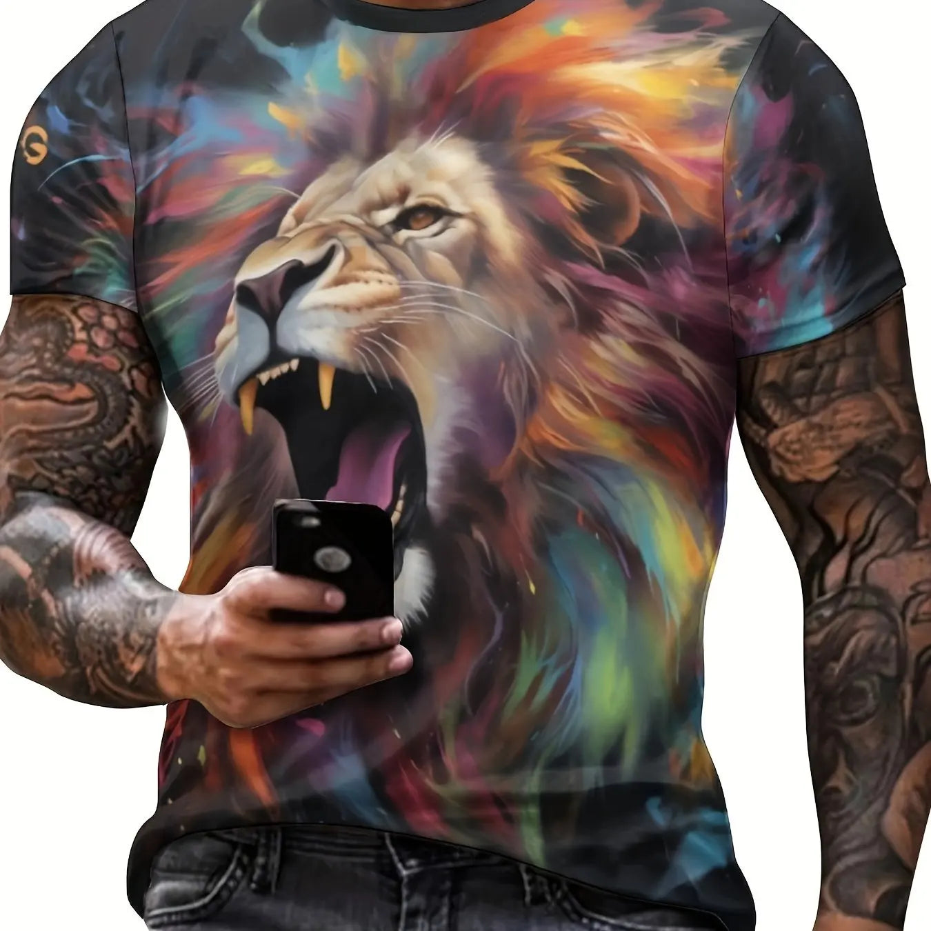 Co Brandy Lion Men's T-shirt New Men's Wear3D Animal Print Short Sleeve New Tops Fashion Men's T-shirt Summer Oversized Men's Clothing